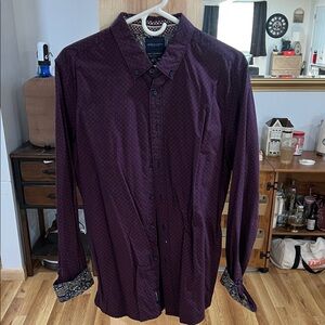 Denim & Flower Men's Deep Purple Casual Button-Down Shirt